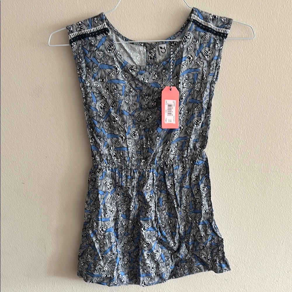 3Pommes girls Blue and Black Dress Blouse